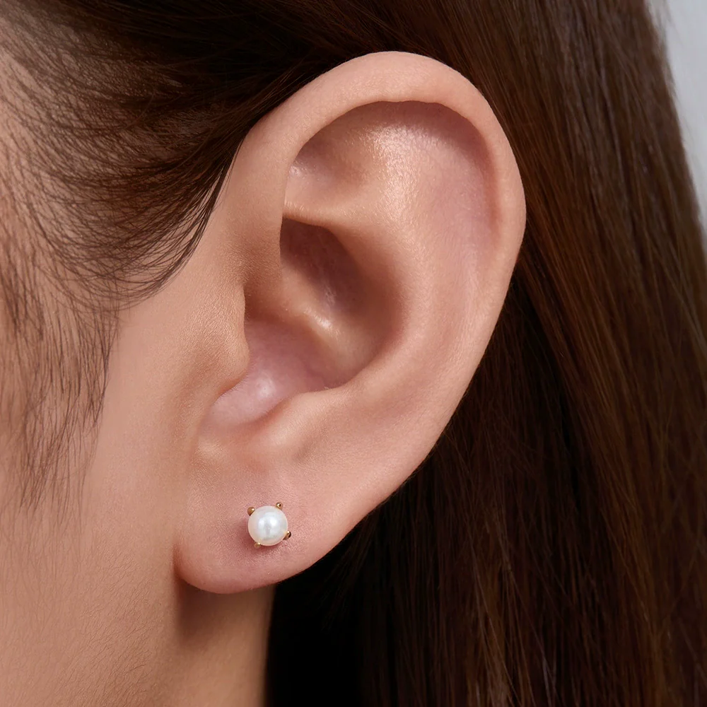 Wholesale Women's Geometric Inlaid Pearl 925 Sterling Silver Earrings - Image 4