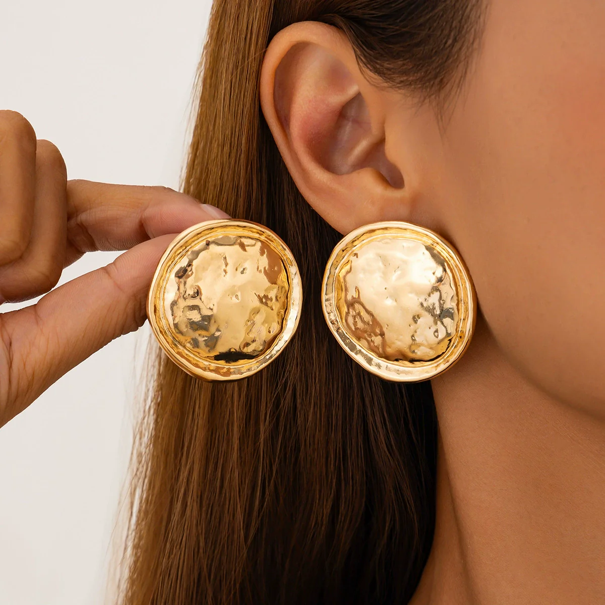 Wholesale Women's Geometric Irregular Pleated Zinc Alloy Earrings With Electroplating Treatment - Image 12