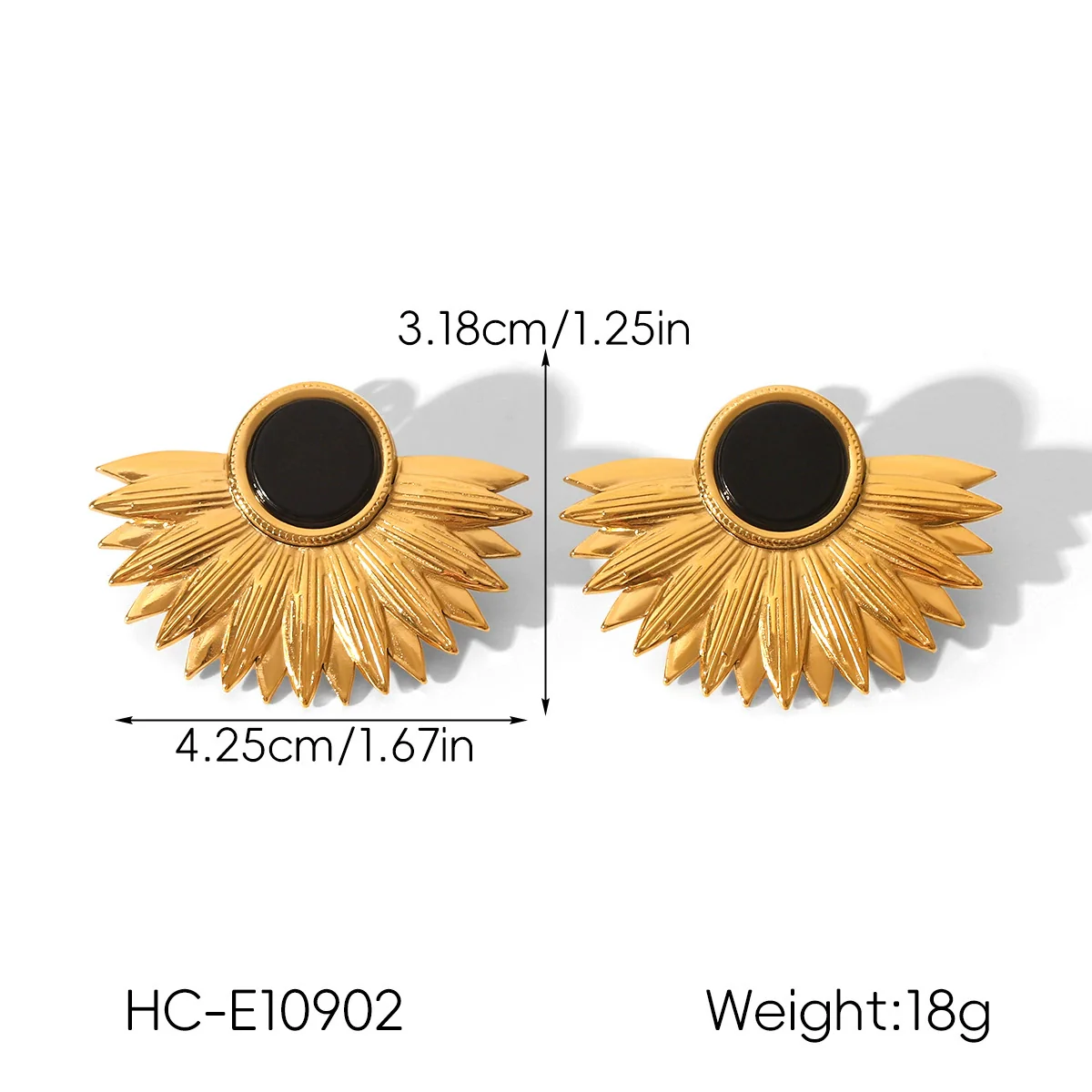 Wholesale Women's Geometric Leaf Fanshaped Stainless Steel Electroplated Earrings In Ins Style - Image 6