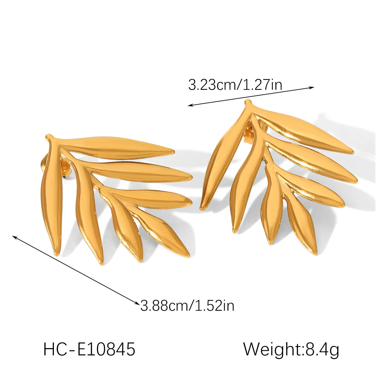Wholesale Women's Geometric Leaf Fanshaped Stainless Steel Electroplated Earrings In Ins Style - Image 7