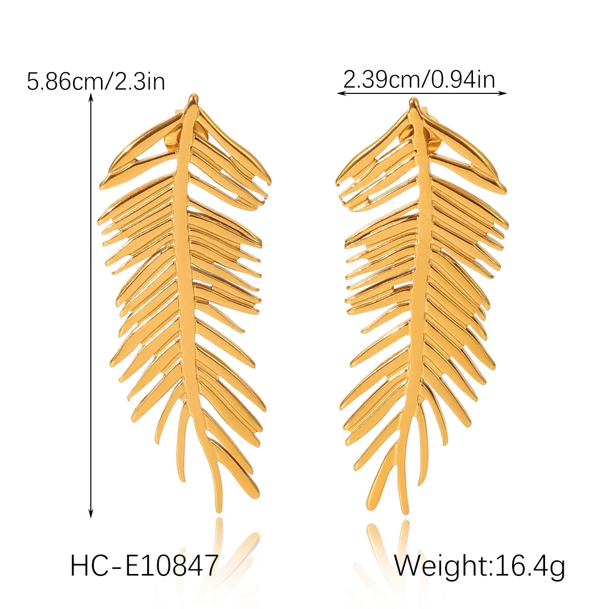 Wholesale Women's Geometric Leaf Fanshaped Stainless Steel Electroplated Earrings In Ins Style - Image 8