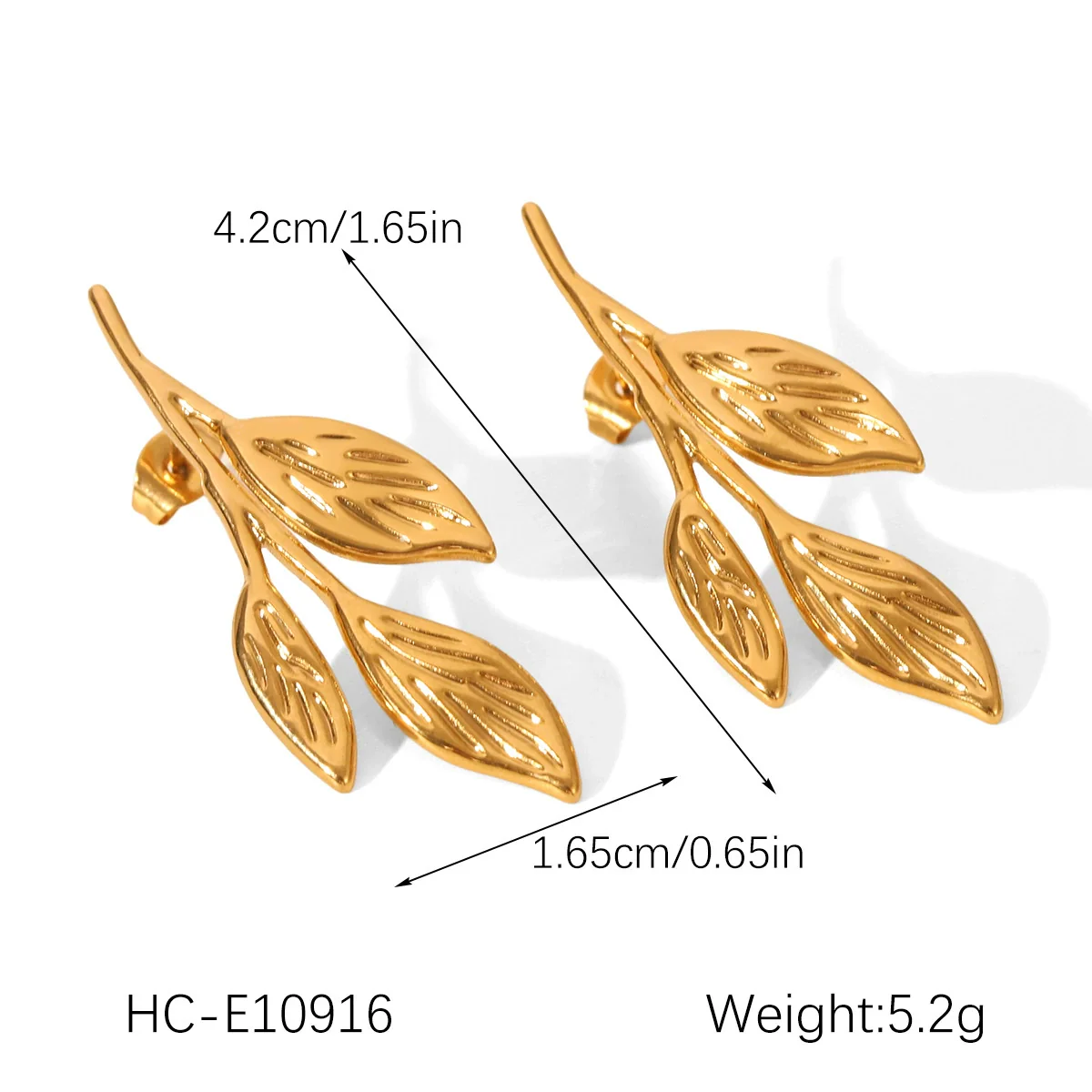 Wholesale Women's Geometric Leaf Fanshaped Stainless Steel Electroplated Earrings In Ins Style - Image 9