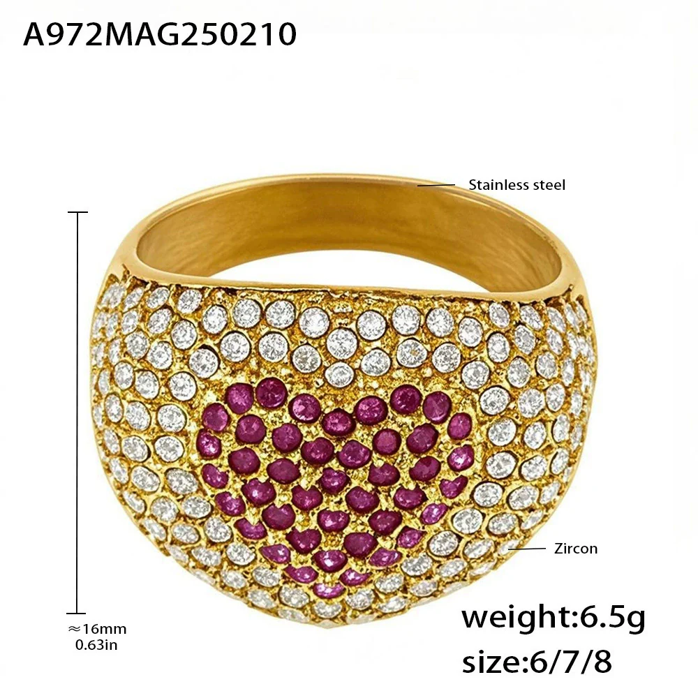 Wholesale Women's Geometric Light Luxury Style Ferris Wheel Love Ring Titanium Steel Gold Plated Jewelry - Image 6