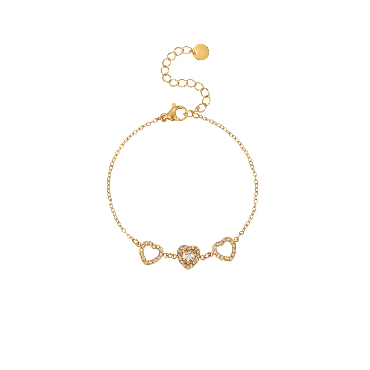Wholesale Women's Geometric Loveshaped 18K Stainless Steel Diamondencrusted Electroplated Bracelet - Image 5