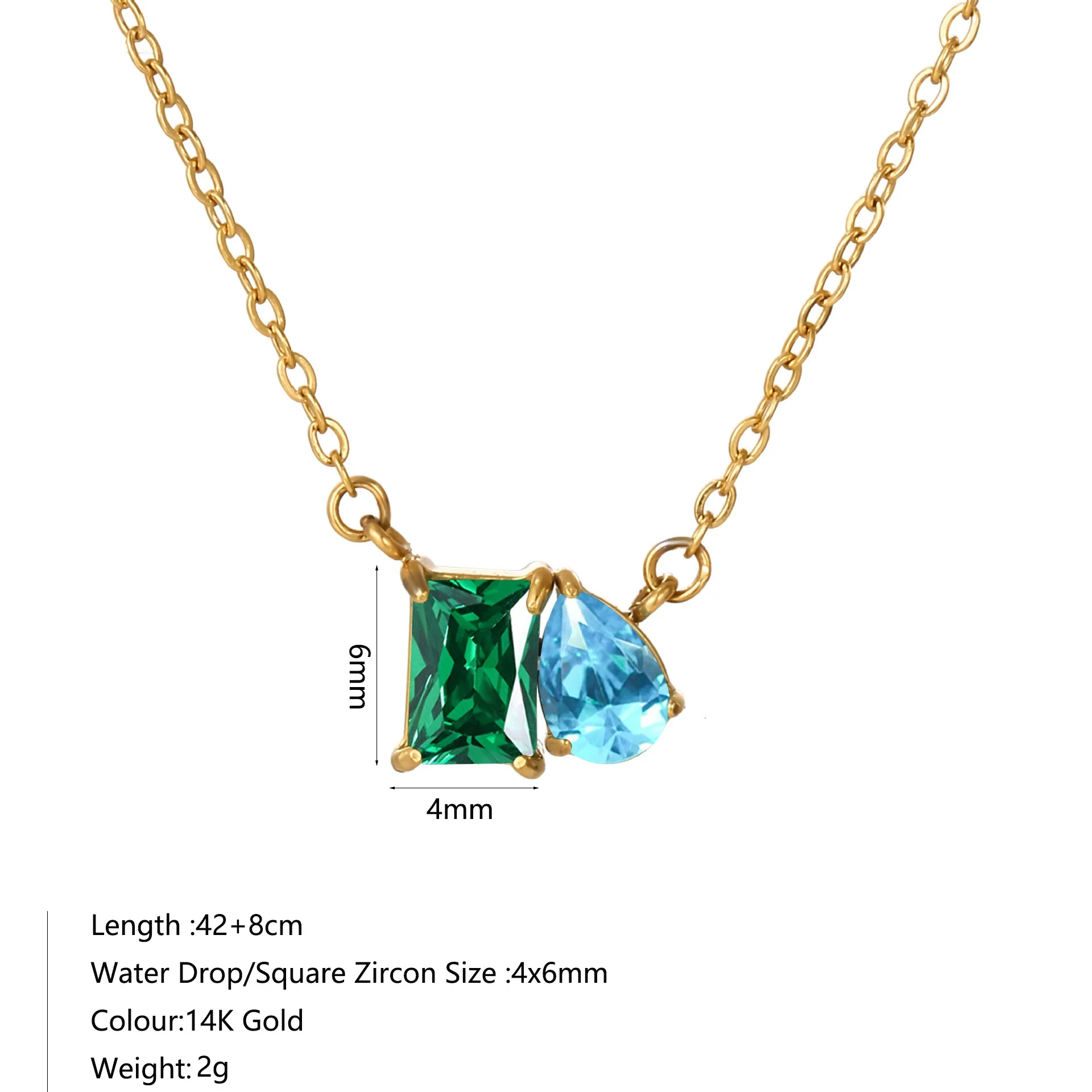 Wholesale Women's Geometric Luxury Stainless Steel Dropshaped Electroplated 14K Goldplated Pendant Necklace With Ochain - Image 10