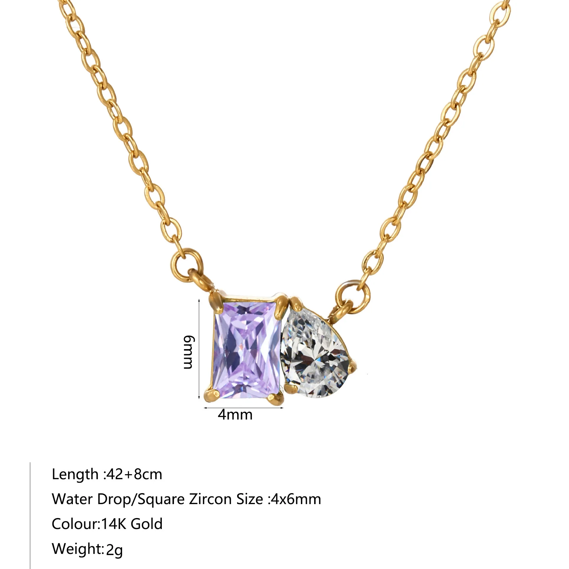 Wholesale Women's Geometric Luxury Stainless Steel Dropshaped Electroplated 14K Goldplated Pendant Necklace With Ochain - Image 11