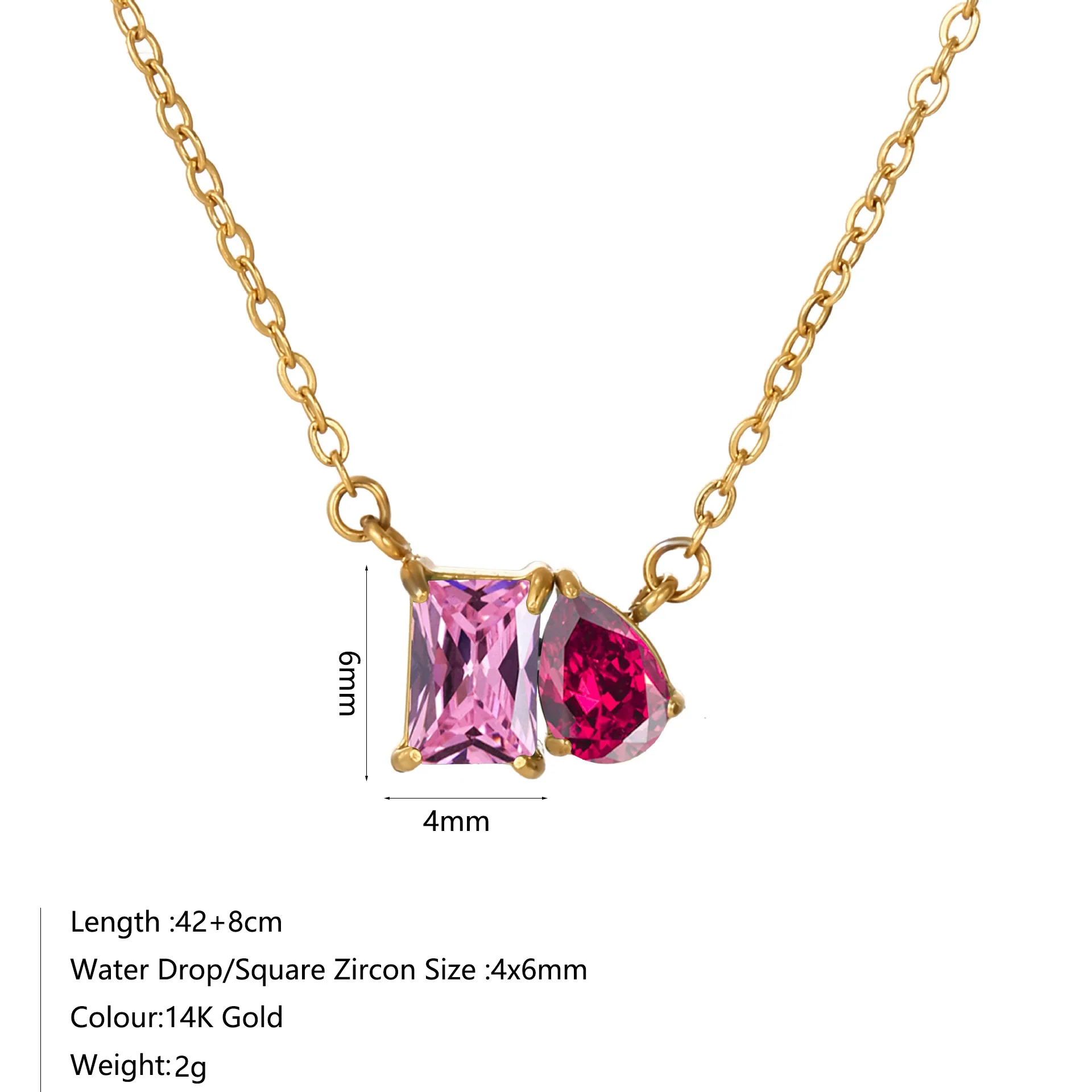 Wholesale Women's Geometric Luxury Stainless Steel Dropshaped Electroplated 14K Goldplated Pendant Necklace With Ochain - Image 15
