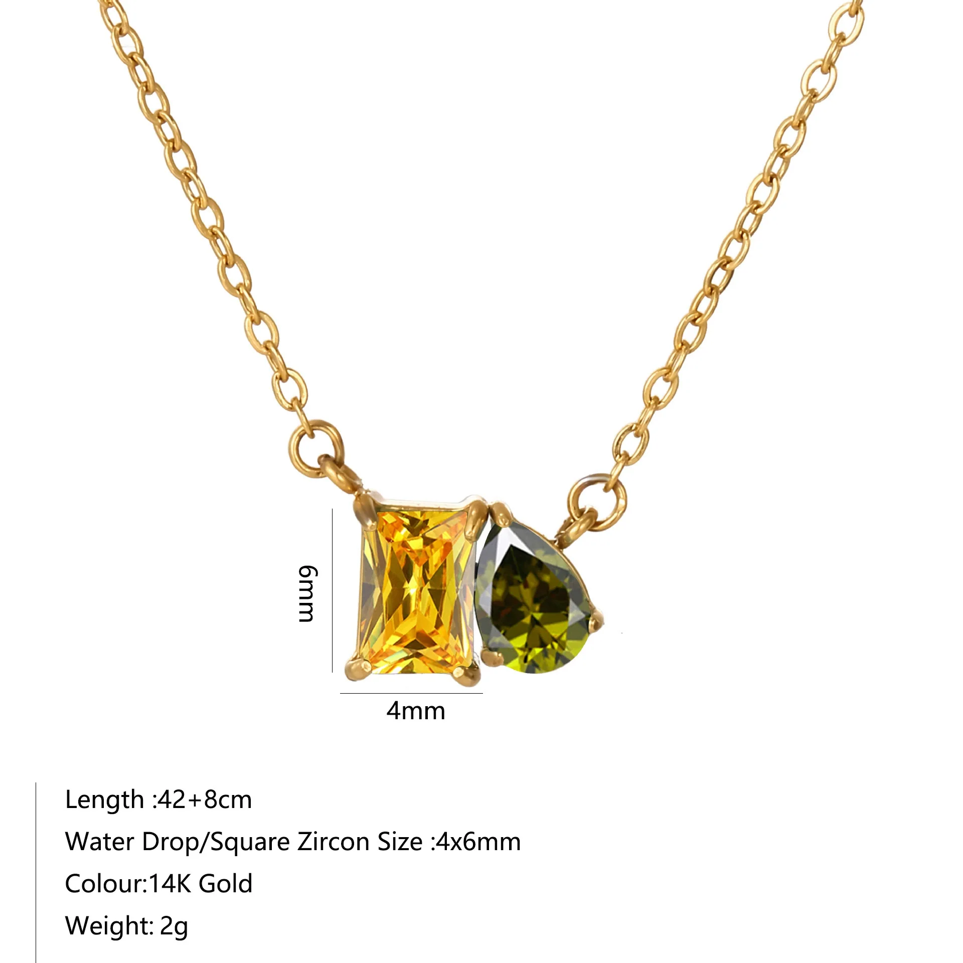Wholesale Women's Geometric Luxury Stainless Steel Dropshaped Electroplated 14K Goldplated Pendant Necklace With Ochain - Image 16