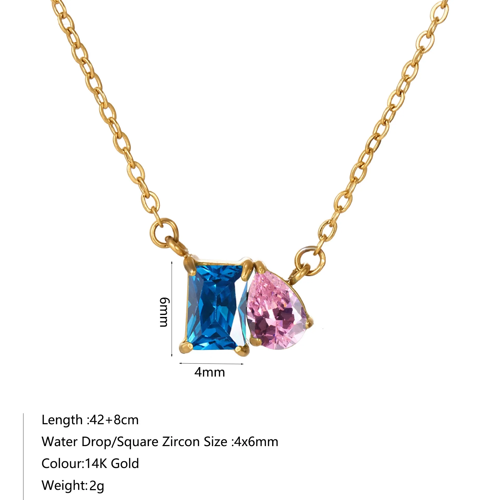 Wholesale Women's Geometric Luxury Stainless Steel Dropshaped Electroplated 14K Goldplated Pendant Necklace With Ochain - Image 17
