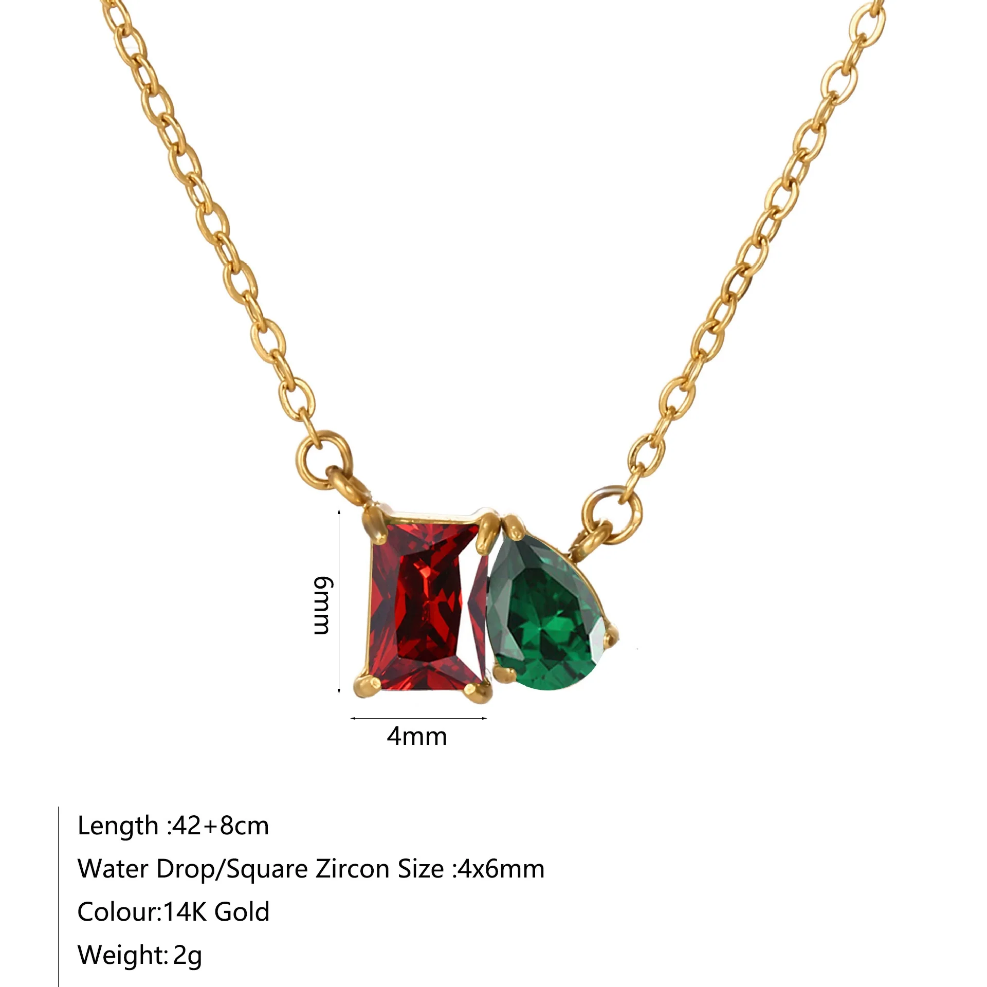 Wholesale Women's Geometric Luxury Stainless Steel Dropshaped Electroplated 14K Goldplated Pendant Necklace With Ochain - Image 6