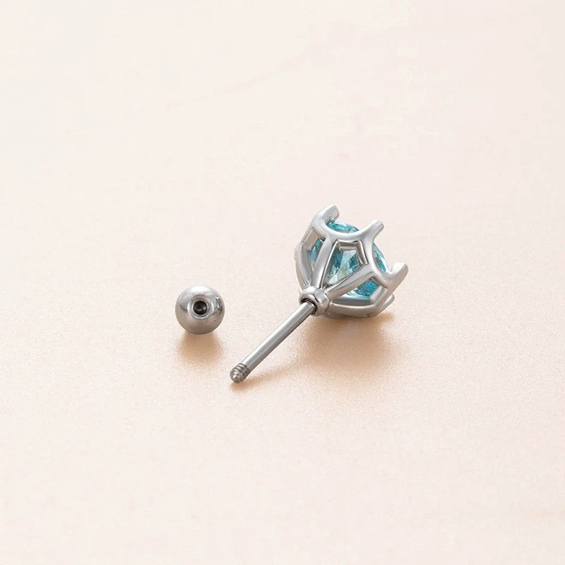 Wholesale Women's Geometric Metal Earrings With Zirconia Inlay And Eight Heart And Eight Arrows Design Titanium Steel Thin Rod Screw Style - Image 4