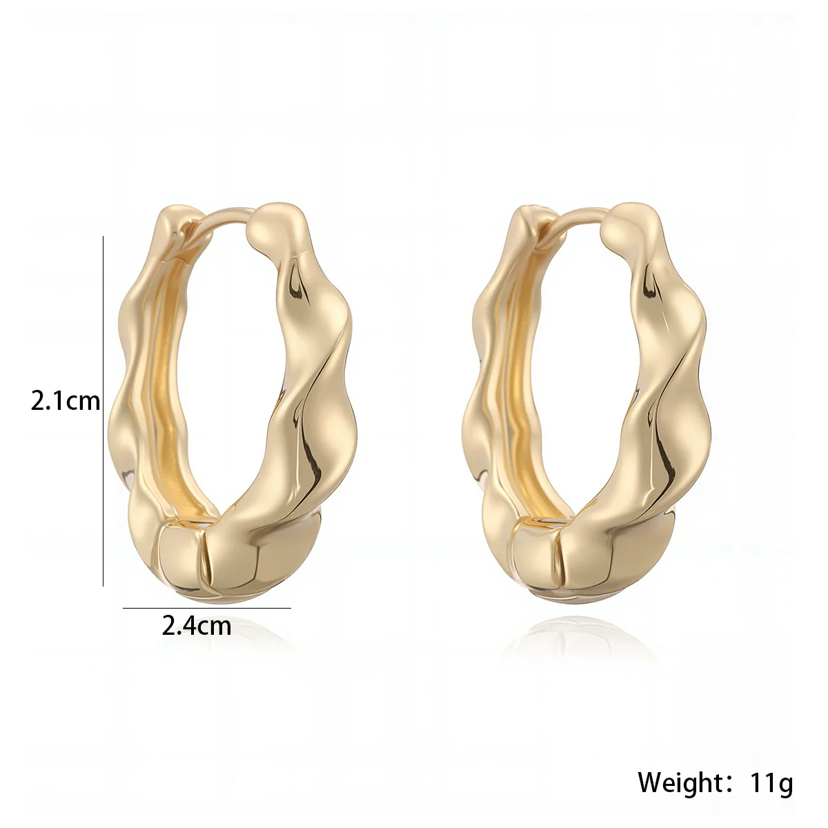 Wholesale Women's Geometric Metal Style Copper Electroplated Gold Earrings - Image 4