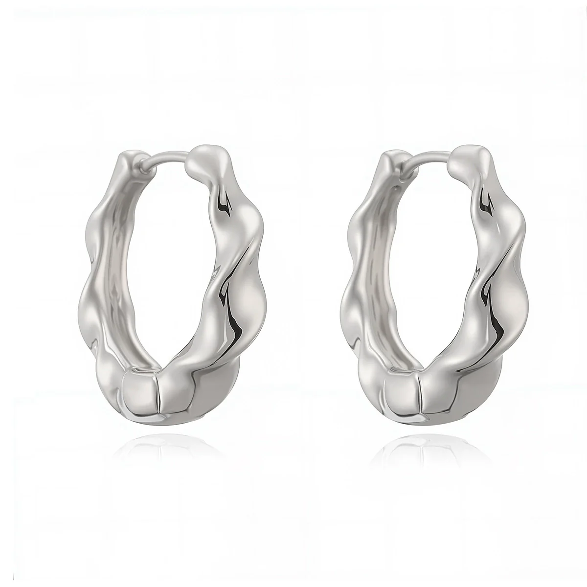 Wholesale Women's Geometric Metal Style Copper Electroplated Gold Earrings - Image 7