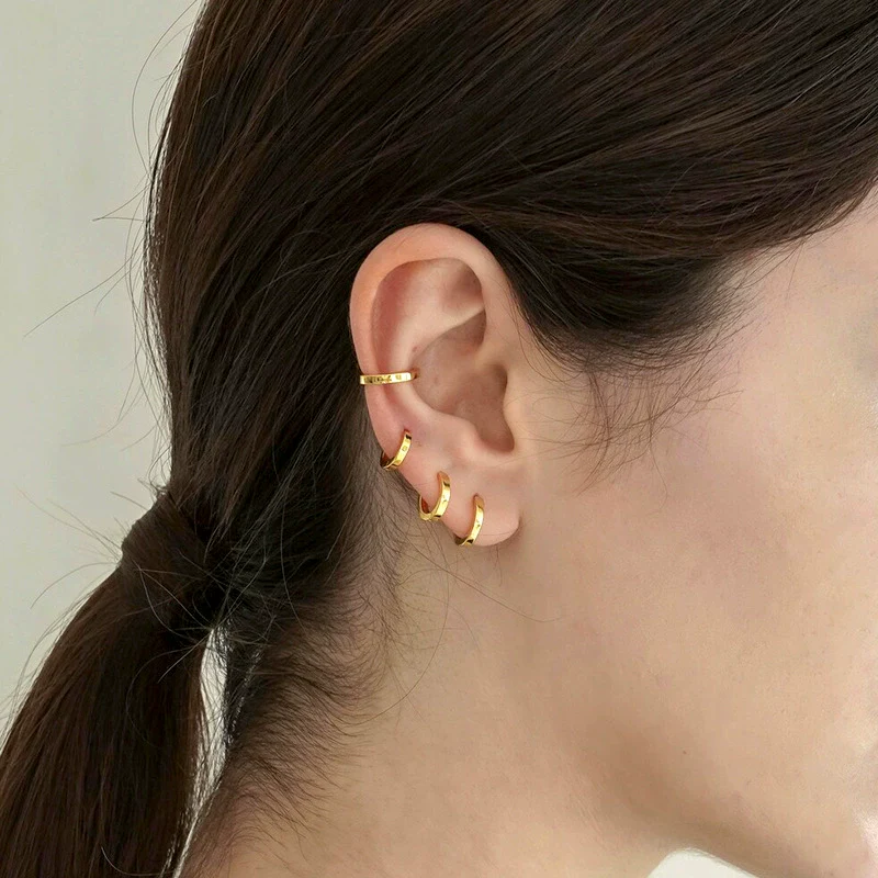 Wholesale Women's Geometric Mini Fashion Earrings Silver Needle Copper Electroplated - Image 2
