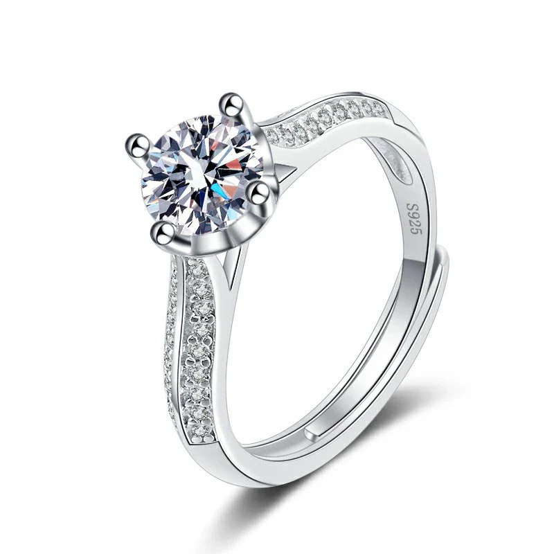 Wholesale Women's Geometric Moissanite Ring S925 Sterling Silver Electroplated