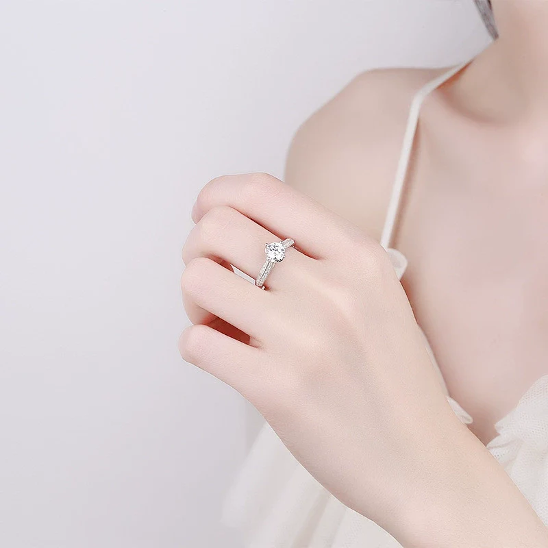 Wholesale Women's Geometric Moissanite Ring S925 Sterling Silver Electroplated - Image 2