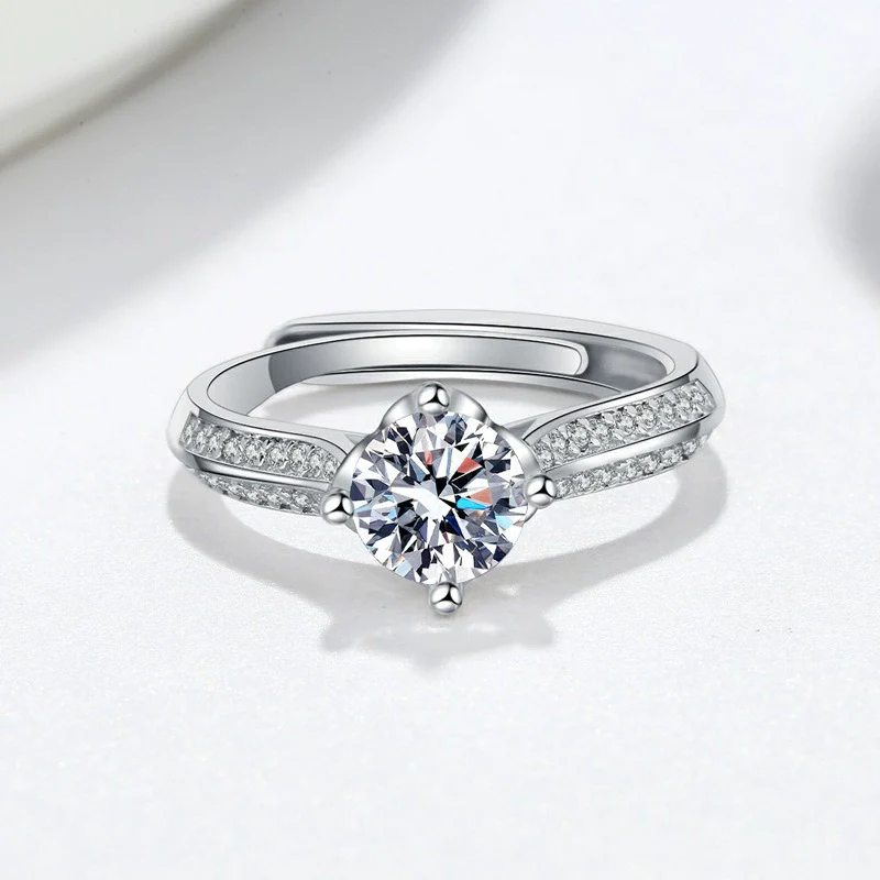 Wholesale Women's Geometric Moissanite Ring S925 Sterling Silver Electroplated - Image 4