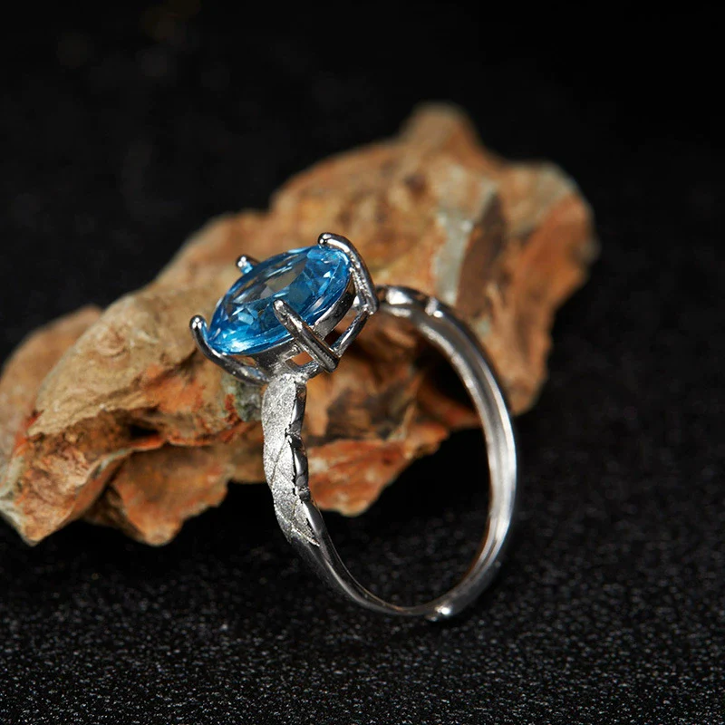 Wholesale Women's Geometric Natural Gem Set S925 Sterling Silver Ring - Image 2