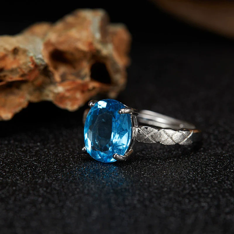 Wholesale Women's Geometric Natural Gem Set S925 Sterling Silver Ring - Image 4