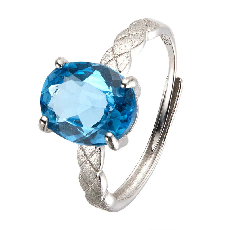 Wholesale Women's Geometric Natural Gem Set S925 Sterling Silver Ring - Image 5