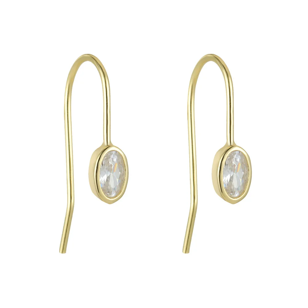 Wholesale Women's Geometric Oval Zircon S925 Sterling Silver Ear Hook Earrings - Image 4