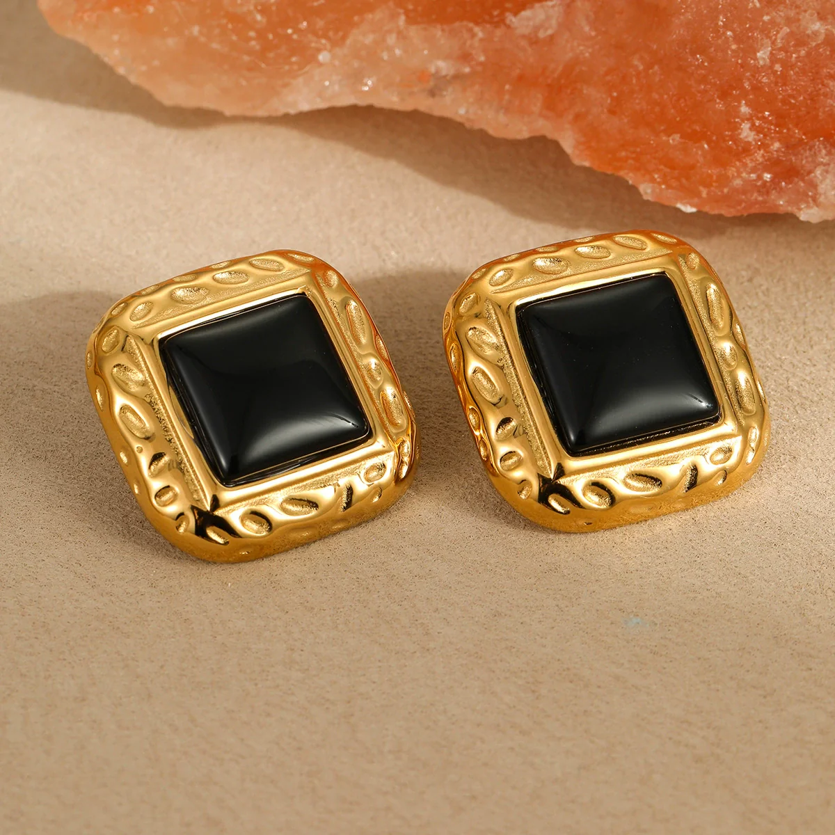 Wholesale Women's Geometric Pattern Electroplated Stainless Steel Earrings Retro Mid Century Style - Image 3