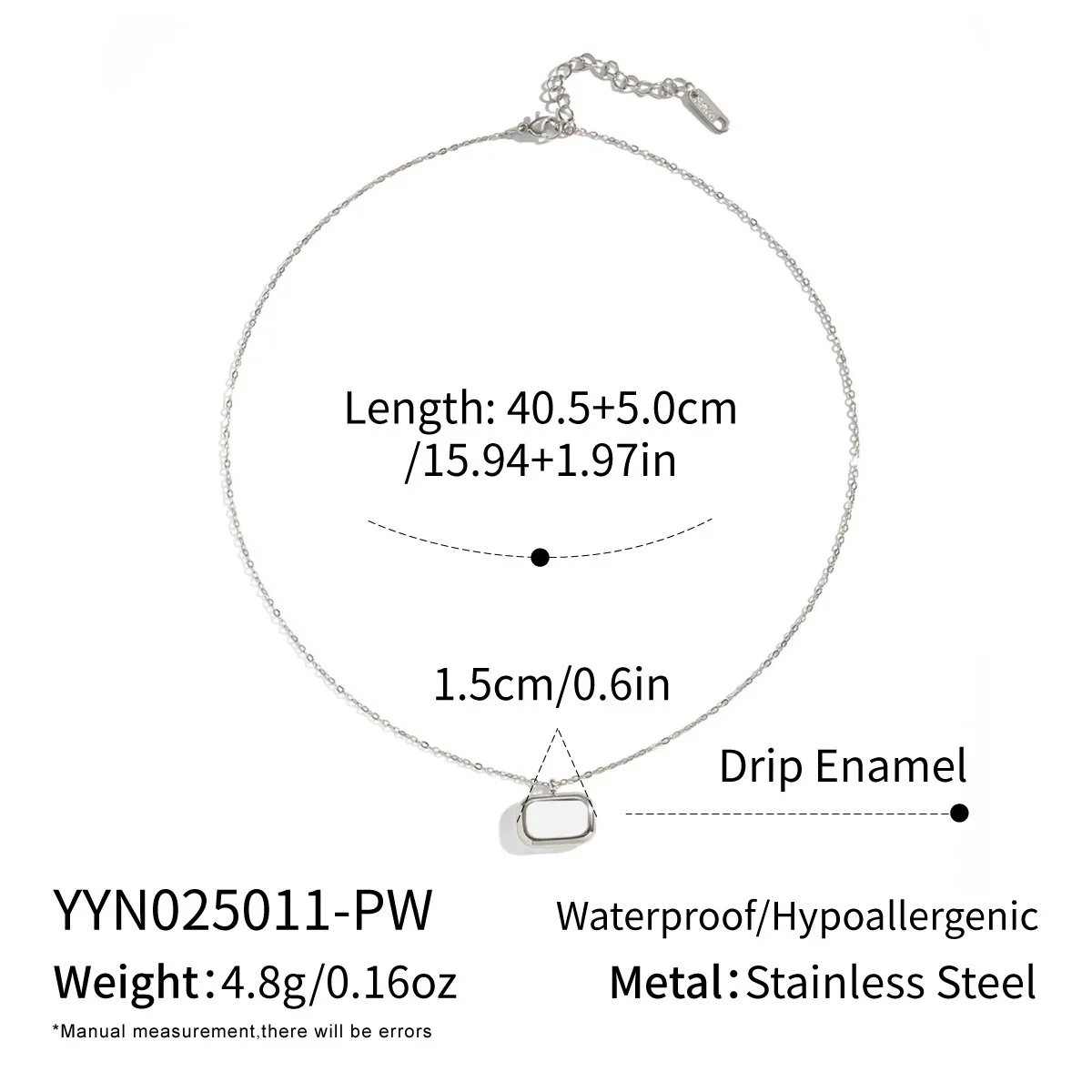 Wholesale Women's Geometric Rectangular Oil Drop Sweater Chain Necklace 18K Real Gold Plated Stainless Steel Jewelry Light Luxury Style - Image 7