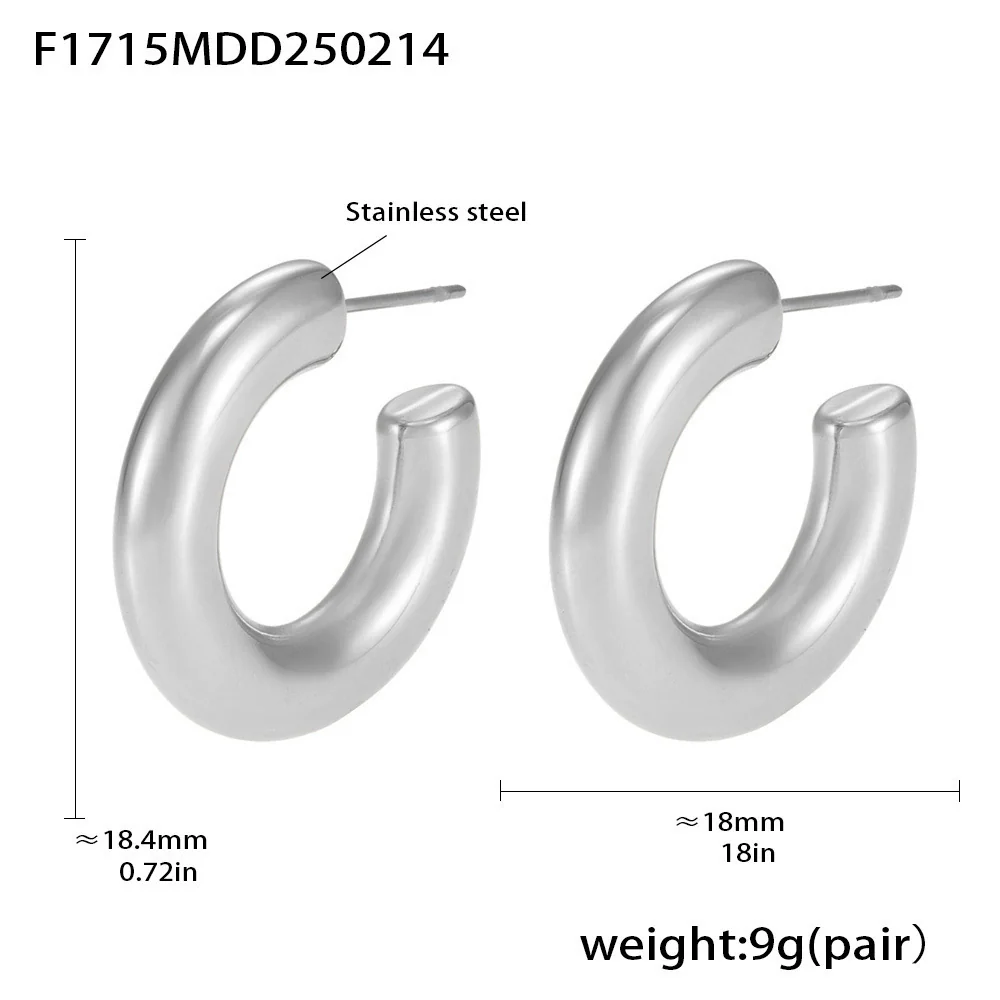 Wholesale Women's Geometric Retro Stainless Steel Electroplated Cshaped Earrings - Image 10