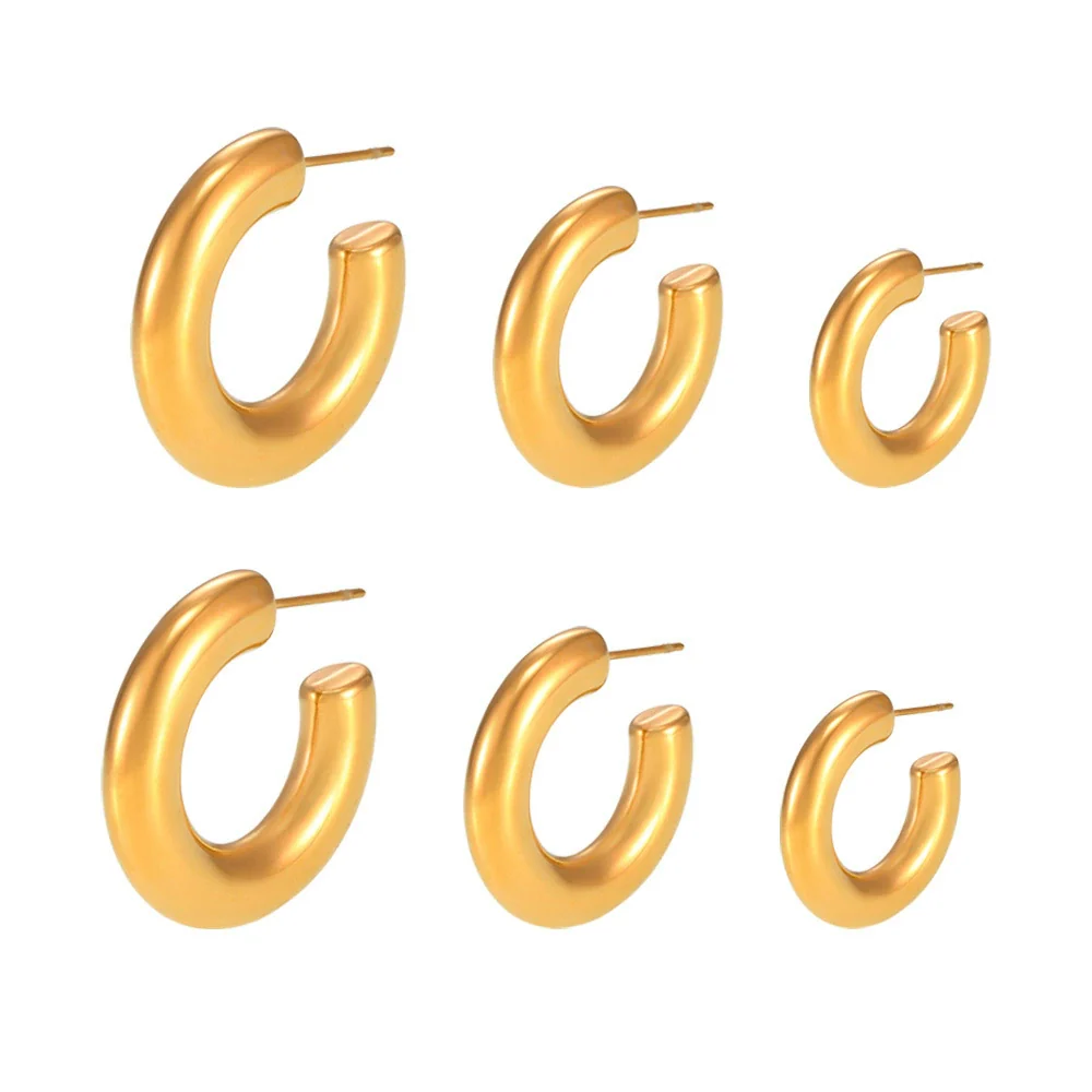 Wholesale Women's Geometric Retro Stainless Steel Electroplated Cshaped Earrings - Image 5