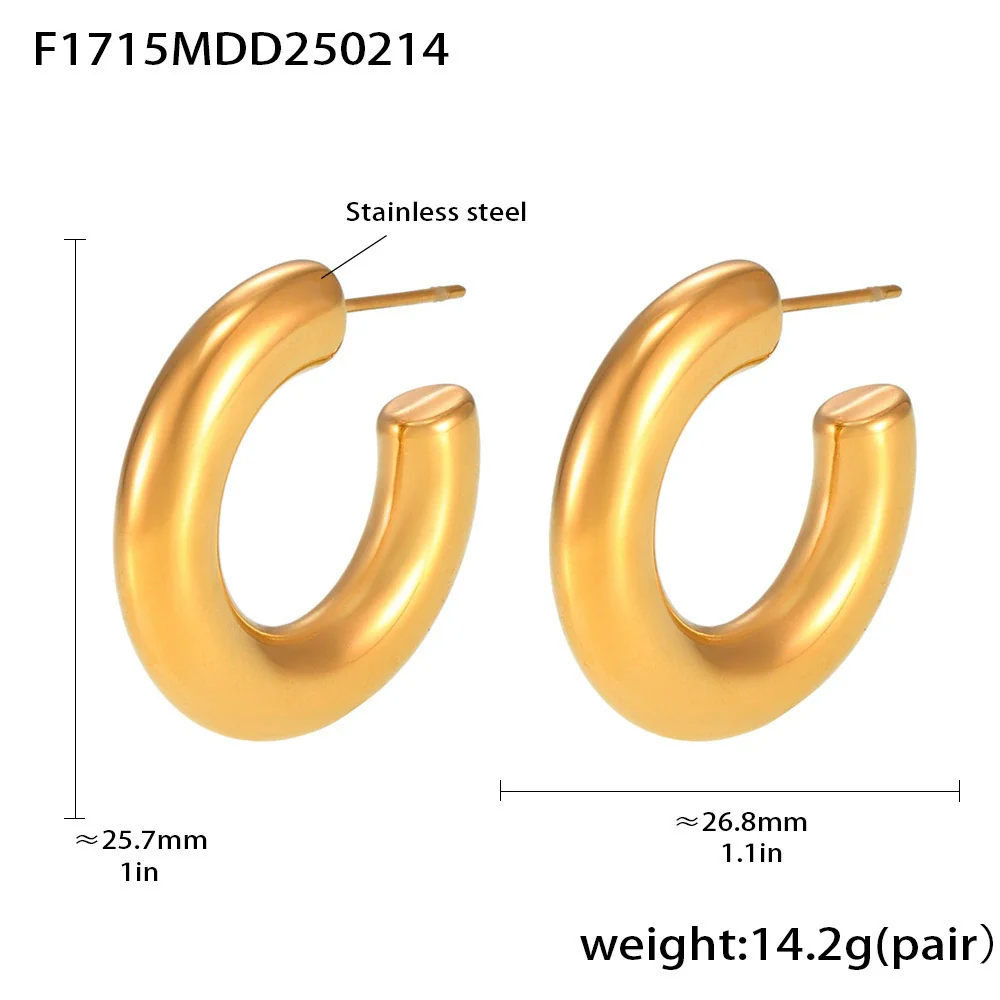 Wholesale Women's Geometric Retro Stainless Steel Electroplated Cshaped Earrings - Image 6