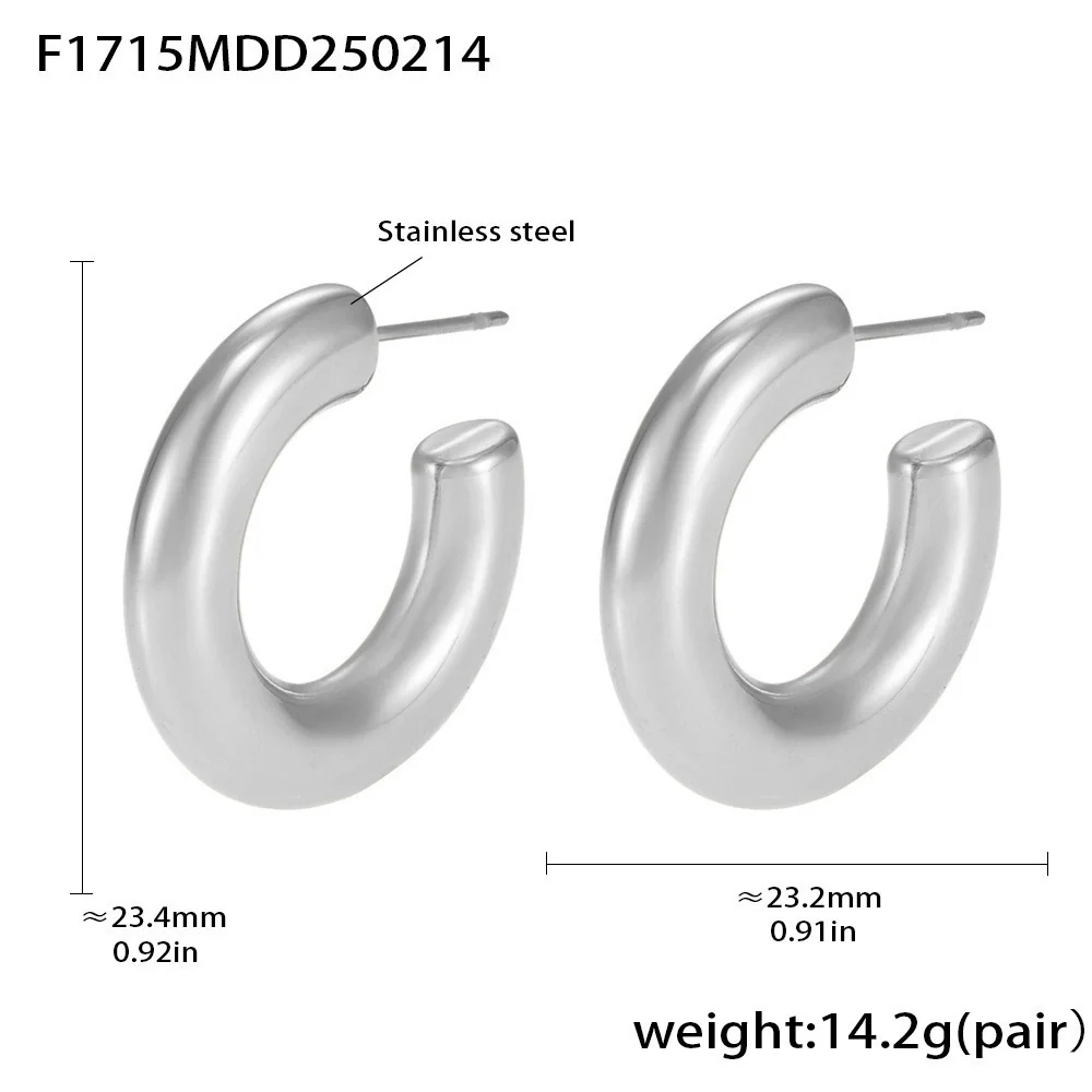 Wholesale Women's Geometric Retro Stainless Steel Electroplated Cshaped Earrings - Image 9