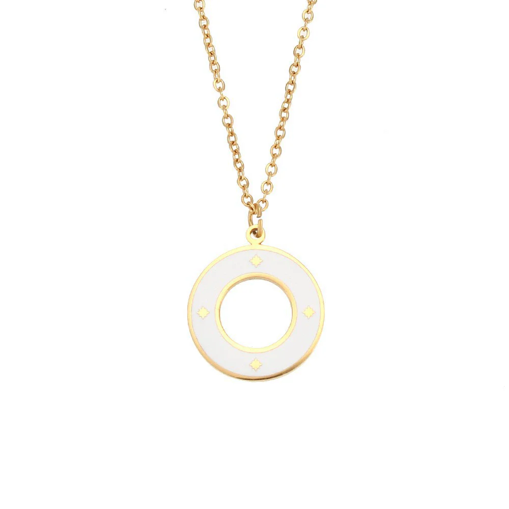 Wholesale Women's Geometric Retro Versatile Titanium Steel And Stainless Steel 18K Gold Plated Round Pendant Necklace - Image 7