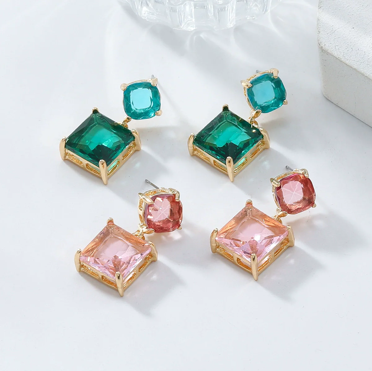 Wholesale Women's Geometric Rhinestone Earrings Elegant And Fashionable - Image 2