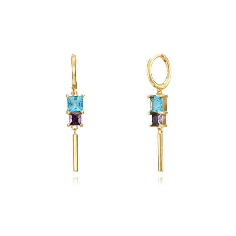Wholesale Women's Geometric S925 Silver Needle And Copper Pendant Earrings Set With Diamonds And Zircon - Image 5