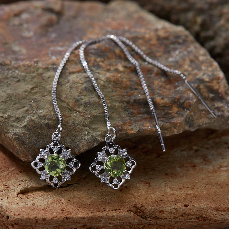 Wholesale Women's Geometric S925 Sterling Silver 18K Gold Natural Color Treasure Earrings Jewelry - Image 26