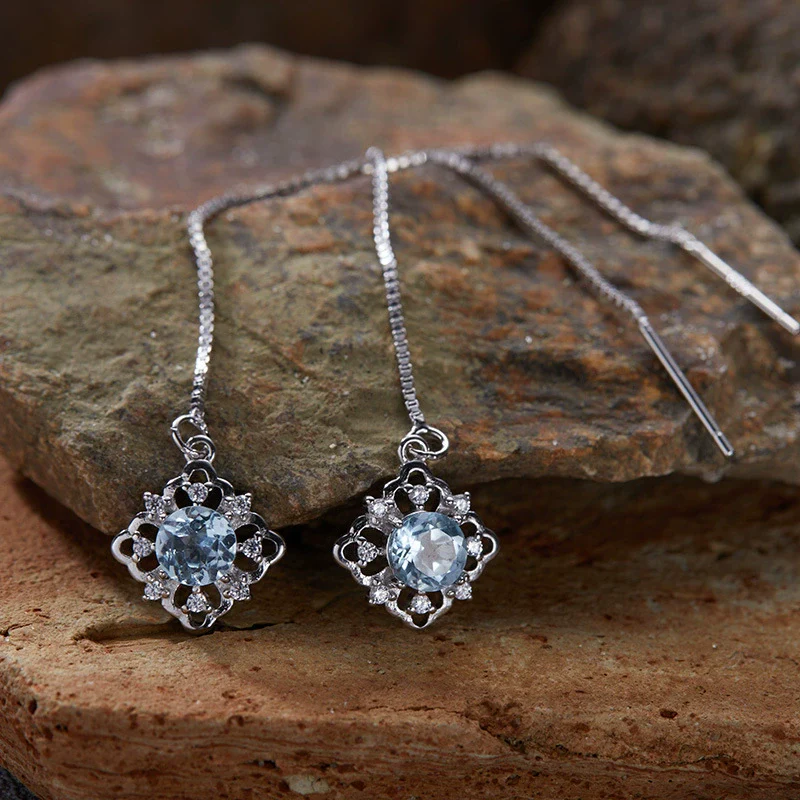 Wholesale Women's Geometric S925 Sterling Silver 18K Gold Natural Color Treasure Earrings Jewelry - Image 27