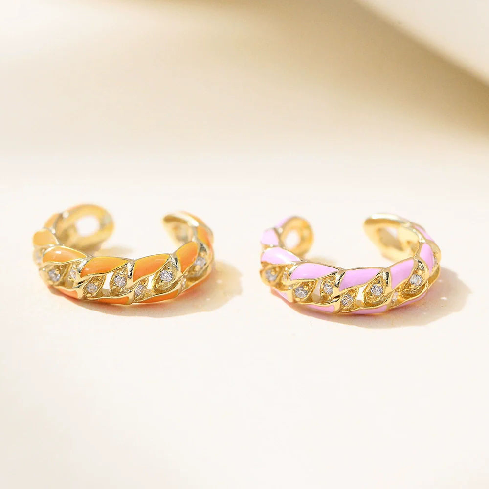 Wholesale Women's Geometric S925 Sterling Silver Diamond Set Earrings Ear Bone Clip Without Pierced Ears - Image 3