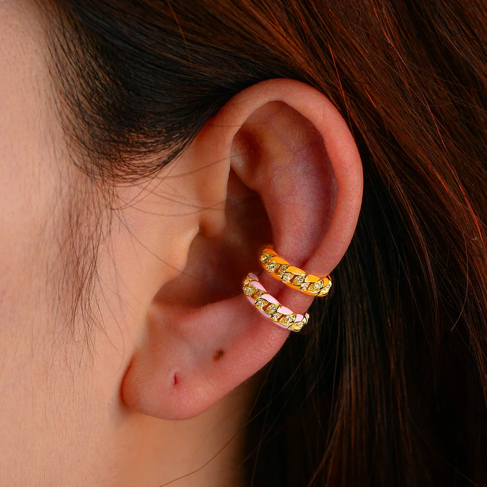 Wholesale Women's Geometric S925 Sterling Silver Diamond Set Earrings Ear Bone Clip Without Pierced Ears - Image 4
