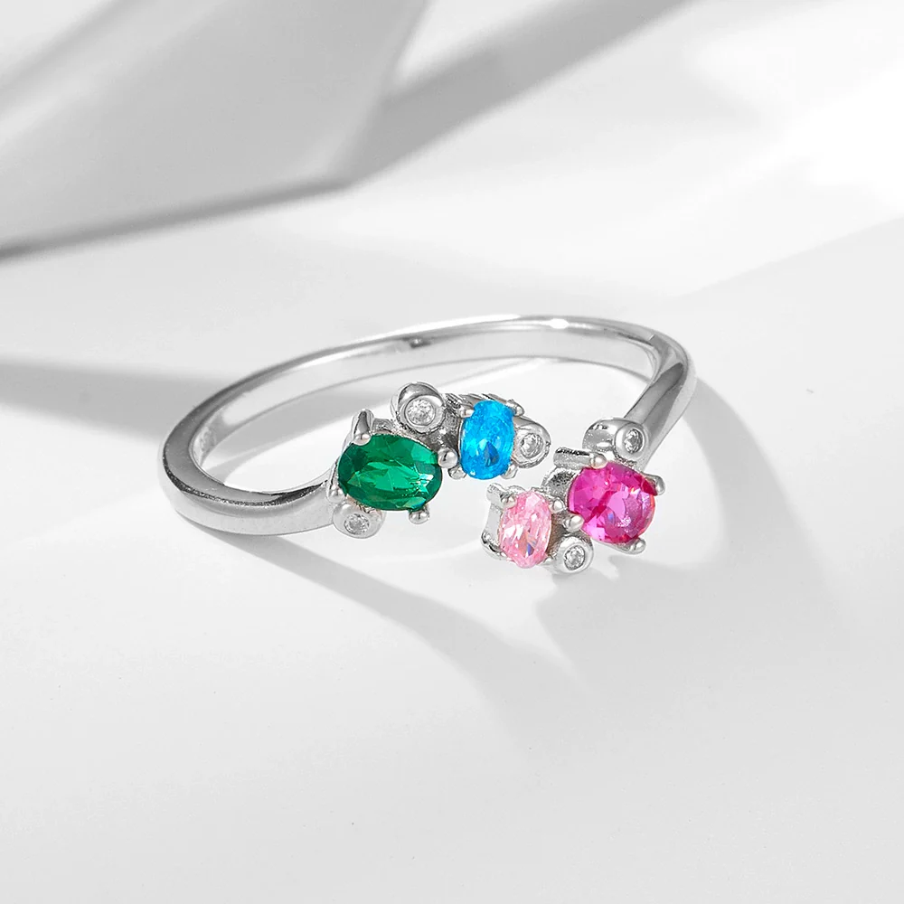 Wholesale Women's Geometric S925 Sterling Silver Ring Set With Diamonds - Image 2