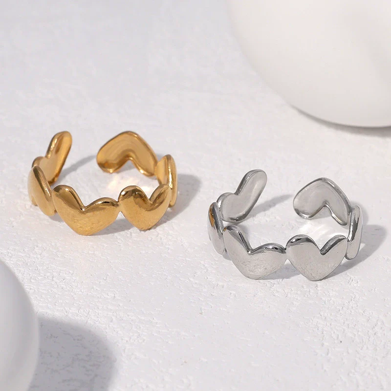 Wholesale Women's Geometric Simple Electroplated Stainless Steel Open Ring Fashion Hand Jewelry