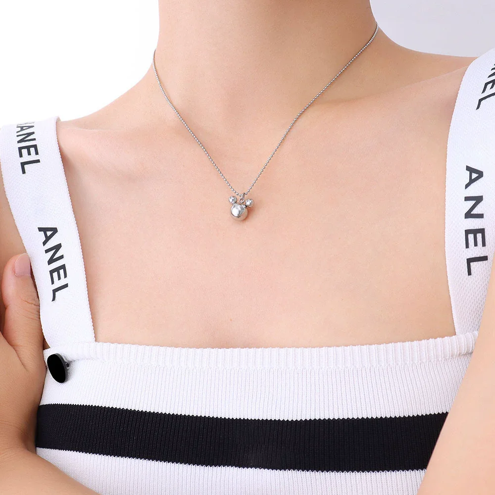 Wholesale Women's Geometric Simple Zodiac Threedimensional Mouse Pendant 18K Gold Plated Titanium Steel Ball Chain Necklace - Image 5