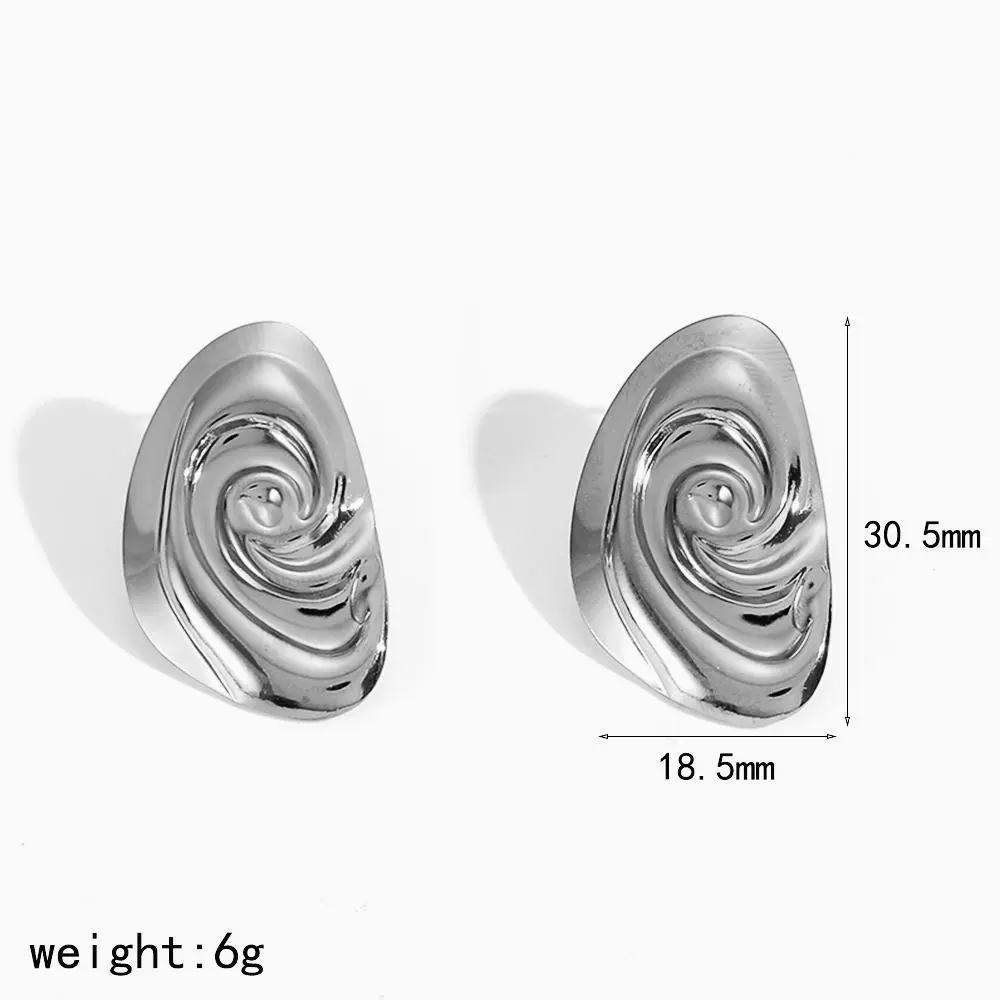 Wholesale Women's Geometric Spiral Stainless Steel And Titanium Steel Stud Earrings With Pvd Furnace Vacuum Real Gold Plating - Image 4