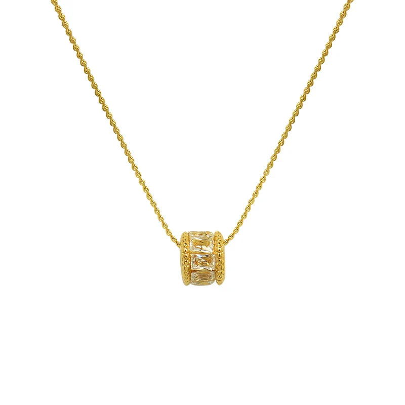 Wholesale Women's Geometric Square Diamond Titanium Steel Electroplated Jewelry Set Of Earrings And Necklace - Image 5