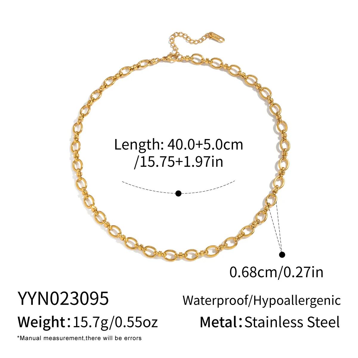 Wholesale Women's Geometric Stacked Chain Necklace Handmade Stainless Steel With 18K Real Gold Pvd Furnace Vacuum Plating - Image 15