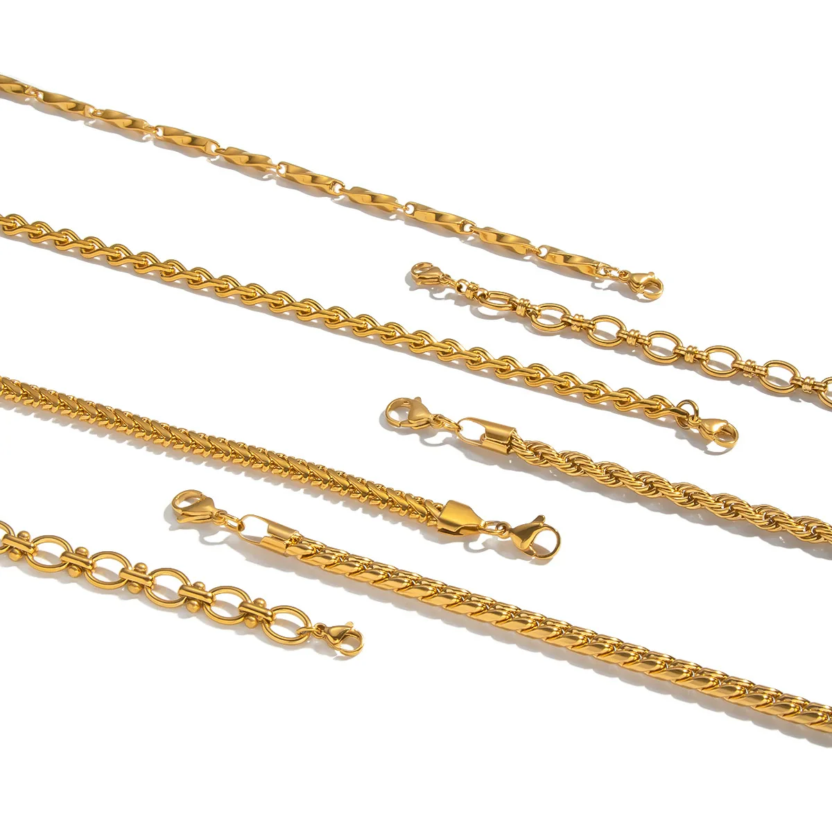 Wholesale Women's Geometric Stacked Chain Necklace Handmade Stainless Steel With 18K Real Gold Pvd Furnace Vacuum Plating - Image 5
