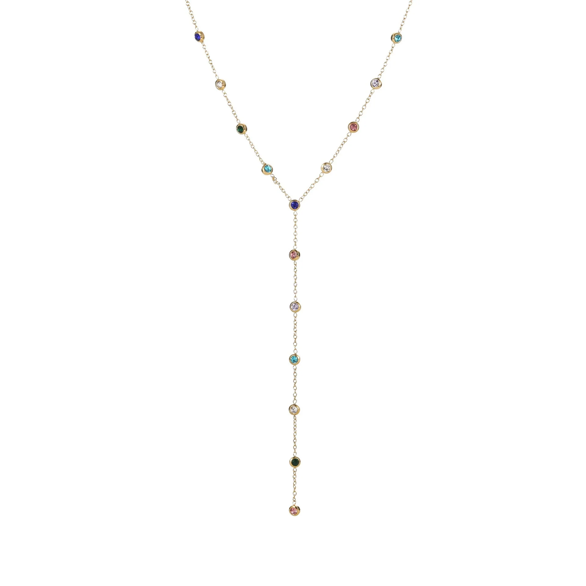 Wholesale Women's Geometric Stainless Steel 18K Electroplated Long Tassel Necklace With Yshaped Regular Chain - Image 5