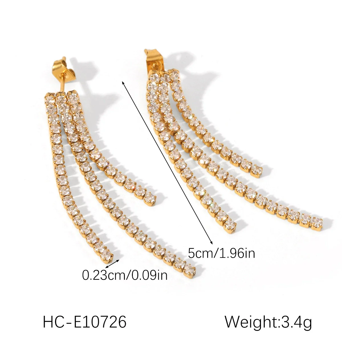 Wholesale Women's Geometric Stainless Steel 18K Gold Electroplated Tassel Long Earrings Jewelry - Image 11