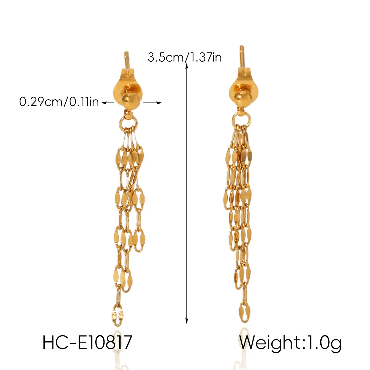 Wholesale Women's Geometric Stainless Steel 18K Gold Electroplated Tassel Long Earrings Jewelry - Image 13
