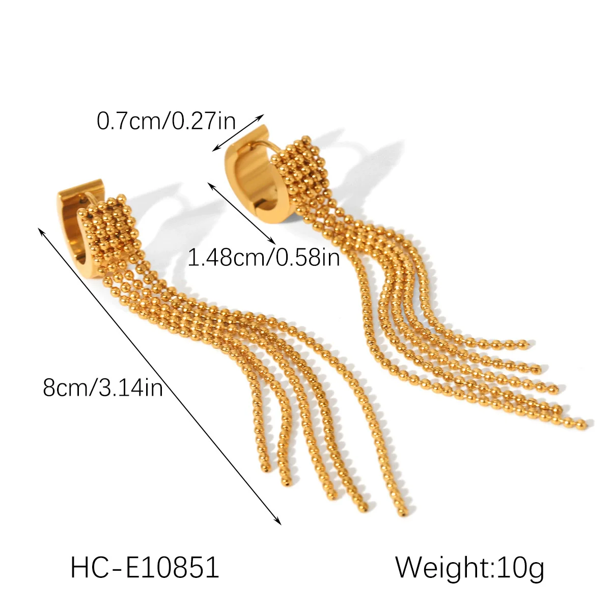 Wholesale Women's Geometric Stainless Steel 18K Gold Electroplated Tassel Long Earrings Jewelry - Image 14