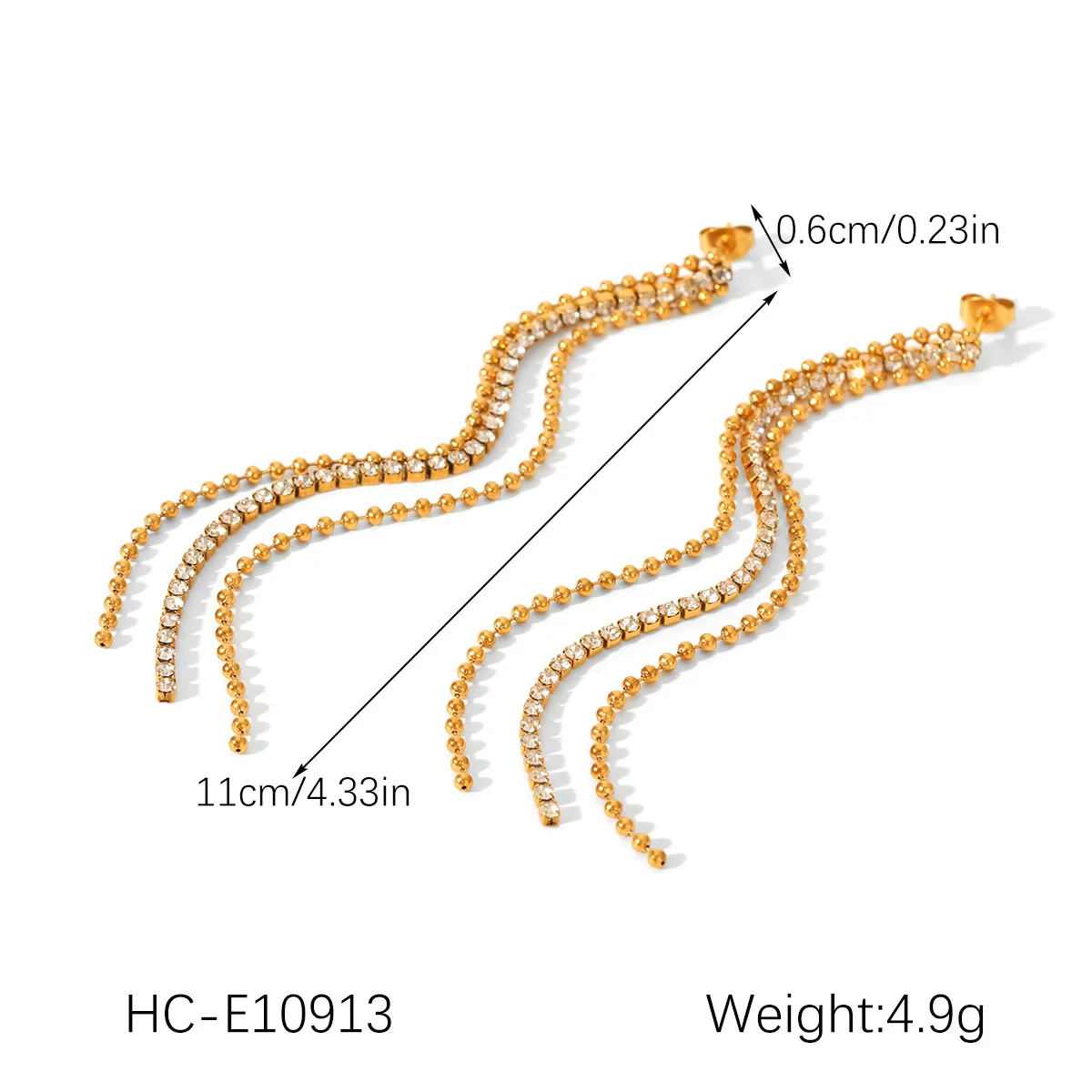 Wholesale Women's Geometric Stainless Steel 18K Gold Electroplated Tassel Long Earrings Jewelry - Image 17
